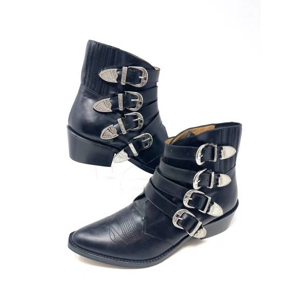 TOGA PULLA Shoes - TOGA PULLA women's western buckle booties in black